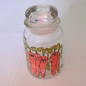 Vintage Anchor Hocking Hildi Anthropomorphic Carrots Glass Canister/Storage